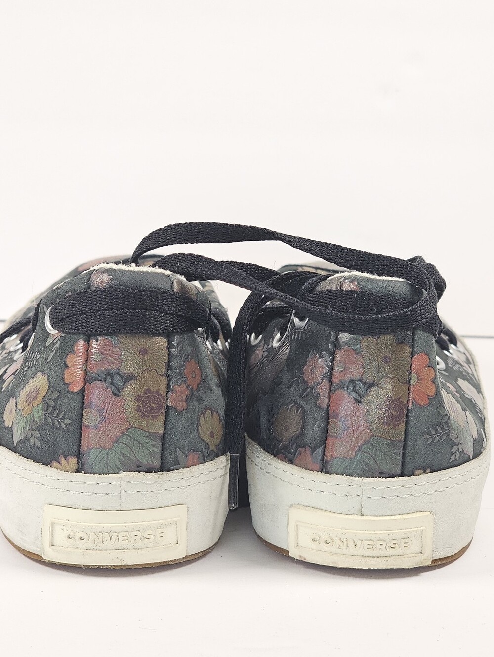 Converse Rina Bloom Lace Up Ankle Wrap Leather Ballet Flat Size 7.5 Floral RARE - Picture 6 of 9